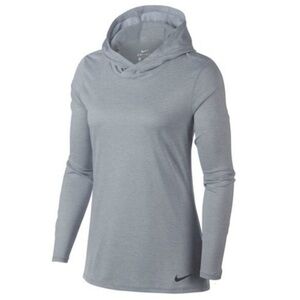 Nike Womens Dri Fit Victory Training Hooded Long Sleeve XS Gray Heather
